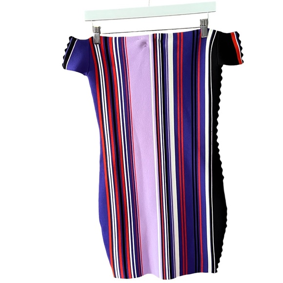Opening Ceremony Stripe Knit Off Shoulder Dress Purple Multicolor – Size S NWT - Picture 8 of 16